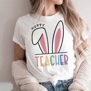 Hoppy Teacher Shirt, Teacher Easter Shirt, Teacher Bunny Shirt